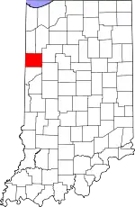 Map of Indiana highlighting Benton County