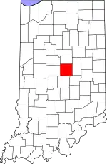 Map of Indiana highlighting Hamilton County