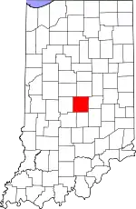 Map of Indiana highlighting Marion County