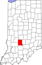 Map of Indiana highlighting Monroe County