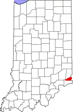 Map of Indiana highlighting Ohio County