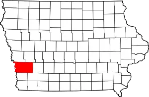 Map of Iowa highlighting Pottawattamie County