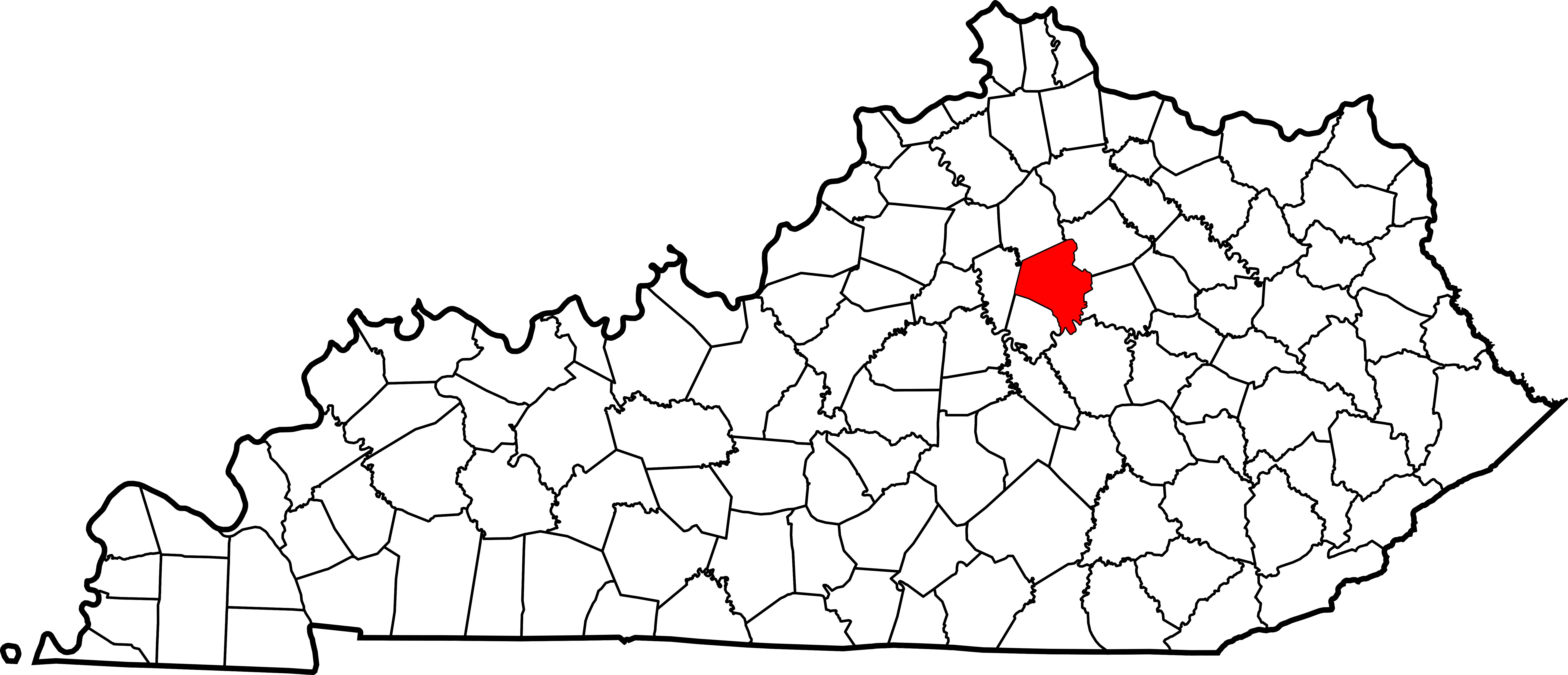 Map of Kentucky highlighting Fayette County