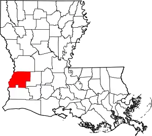 Map of Louisiana highlighting Beauregard Parish