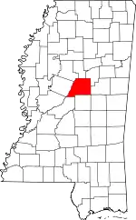 Map of Mississippi highlighting Attala County