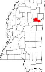 Map of Mississippi highlighting Clay County