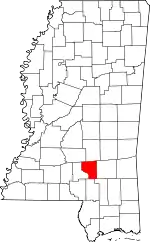 Map of Mississippi highlighting Covington County