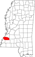 Map of Mississippi highlighting Jefferson County