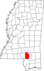 Map of Mississippi highlighting Lamar County