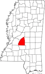 Map of Mississippi highlighting Rankin County