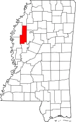 Map of Mississippi highlighting Sunflower County