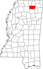 Map of Mississippi highlighting Union County