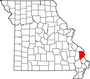 Map of Missouri highlighting Cape Girardeau County