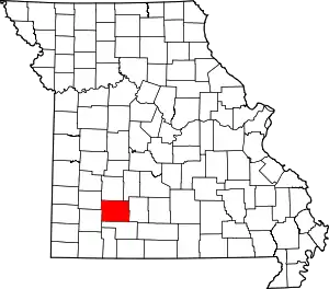 Map of Missouri highlighting Greene County