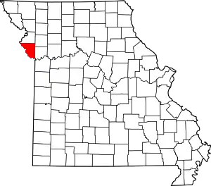 Map of Missouri highlighting Platte County