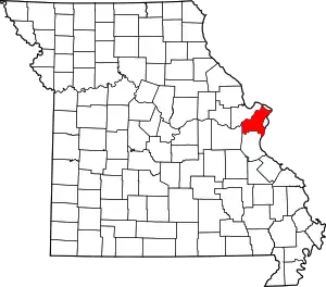 Map of Missouri highlighting Saint Louis County