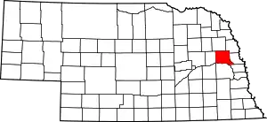 Map of Nebraska highlighting Dodge County