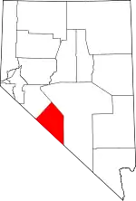 Map of Nevada highlighting Esmeralda County