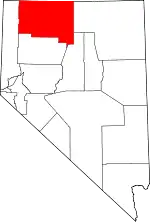 Map of Nevada highlighting Humboldt County