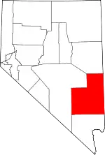 Map of Nevada highlighting Lincoln County