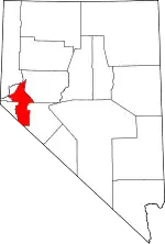 Map of Nevada highlighting Lyon County