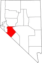 Map of Nevada highlighting Mineral County