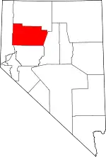 Map of Nevada highlighting Pershing County