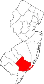 Map of New Jersey highlighting Atlantic County