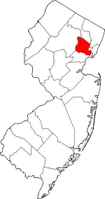 Map of New Jersey highlighting Essex County