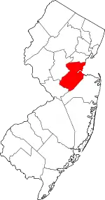 Map of New Jersey highlighting Middlesex County