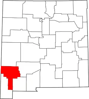 Map of New Mexico highlighting Grant County