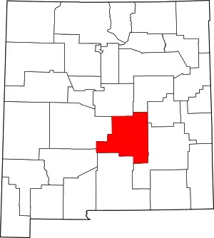 Map of New Mexico highlighting Lincoln County