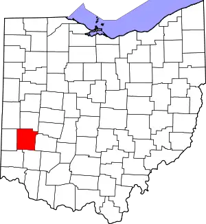 Map of Ohio highlighting Montgomery County