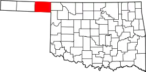 Map of Oklahoma highlighting Beaver County