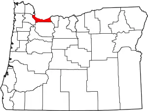 Map of Oregon highlighting Multnomah County