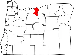 Map of Oregon highlighting Sherman County