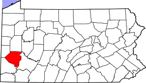 Map of Pennsylvania highlighting Allegheny County