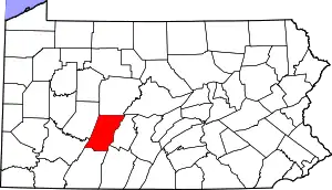 Map of Pennsylvania highlighting Cambria County