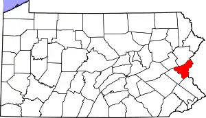 Map of Pennsylvania highlighting Northampton County