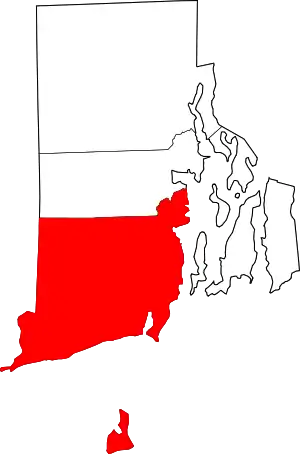 Map of Rhode Island highlighting Washington County