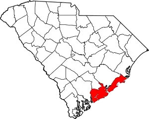 Map of South Carolina highlighting Charleston County