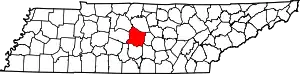 Map of Tennessee highlighting Rutherford County