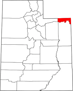 Map of Utah highlighting Daggett County