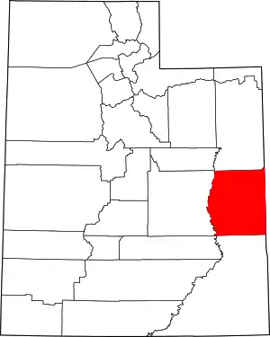 Map of Utah highlighting Grand County