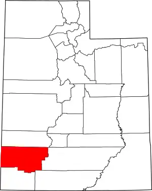 Map of Utah highlighting Iron County