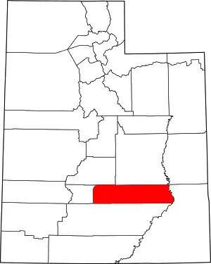 Map of Utah highlighting Wayne County