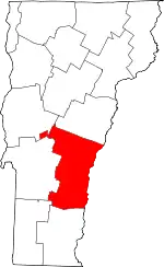 Map of Vermont highlighting Windsor County