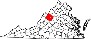 Map of Virginia highlighting Augusta County