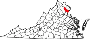 Map of Virginia highlighting Prince William County