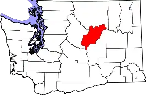 Map of Washington highlighting Douglas County